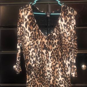 Cheetah print shirt with see through back
